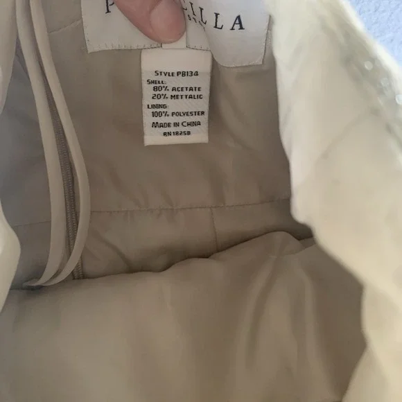 Priscilla Of Boston, Gold Metallic Strapless Formal Back Zip Mini Dress Size 6 - Picture 4 of 10